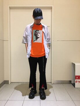 「DANKE SCHON（ダンケシェーン）のDankeSchone/ダンケシェーン/Stripe Albert S/S SHIRTS(ショートスリーブシャツ)（シャツ/ブラウス）」を使った、KAWAKITA SHOICHIさん（メンズ・175cm）の夏コーディネート