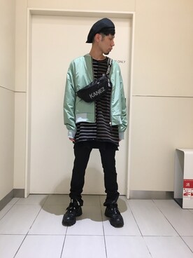 「WHITELAND BLACKBURN」｜「アイテム（MA-1）」を使った、KAWAKITA SHOICHIさん（メンズ・175cm）の秋コーディネート