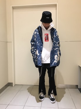 「L.H.P（エルエイチピー）のアイテム（帽子）」を使った、KAWAKITA SHOICHIさん（メンズ・175cm）の秋コーディネート