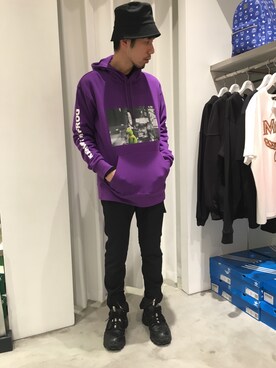 「L.H.P（エルエイチピー）のアイテム（帽子）」を使った、KAWAKITA SHOICHIさん（メンズ・175cm）の冬コーディネート