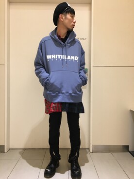 「whiteland」｜「アイテム（ハンチング/ベレー帽）」を使った、KAWAKITA SHOICHIさん（メンズ・175cm）の冬コーディネート