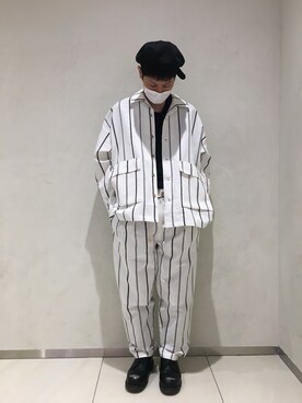 「WHITELAND（ホワイトランド）のWHITELAND/ホワイトランド/リネンシャツ（シャツ/ブラウス）」を使った、KAWAKITA SHOICHIさん（メンズ・175cm）の夏コーディネート