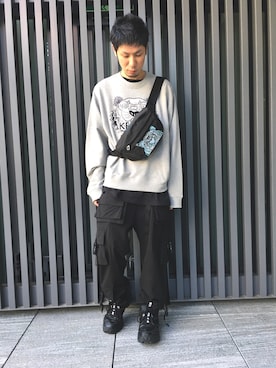 「KENZO」｜「アイテム（カーゴパンツ）」を使った、KAWAKITA SHOICHIさん（メンズ・175cm）の夏コーディネート