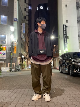 「Y-3（ワイスリー）のアイテム（パンツ）」を使った、KAWAKITA SHOICHIさん（メンズ・175cm）の冬コーディネート