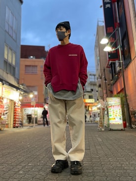 「whiteland」｜「アイテム（スウェット）」を使った、KAWAKITA SHOICHIさん（メンズ・175cm）の冬コーディネート