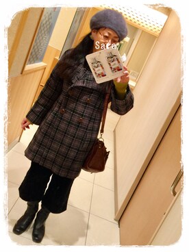 「HusHusH（ハッシュアッシュ）のアイテム（ピーコート）」を使った、saraさん（レディース・151cm）の冬コーディネート