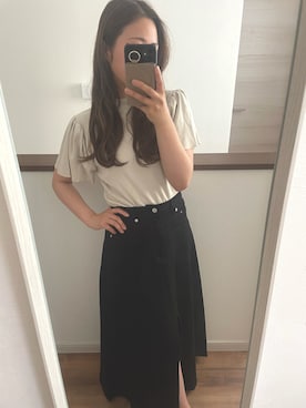 「fifth（フィフス）のフレアショルダーボトルネックニット（ニット/セーター）」を使った、ゆきさん（レディース・154cm）の夏コーディネート