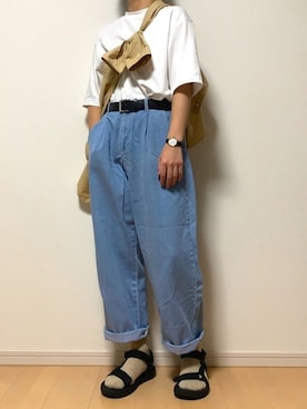 「Simplicite（サンプリシテ）のアイテム」を使った、makiさん（メンズ・173cm）の夏コーディネート