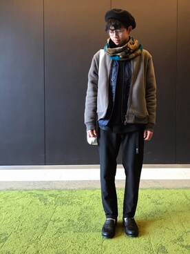 「niko and...（ニコアンド）のアイテム（MA-1）」を使った、ばさしさん（メンズ・165cm）の冬コーディネート