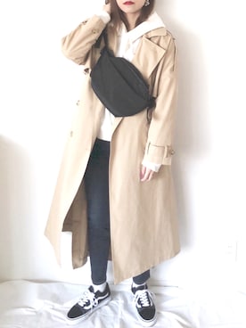 「NANO universe（ナノユニバース）のアイテム（トレンチコート）」を使った、uyuさん（レディース・161cm）の春コーディネート