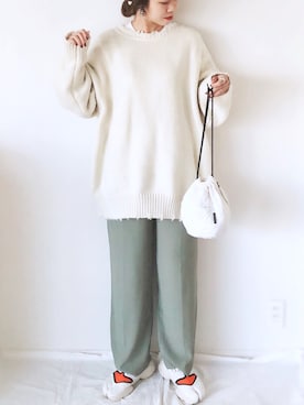 「ミントグリーン」｜「アイテム（その他）」を使った、uyuさん（レディース・161cm）の冬コーディネート