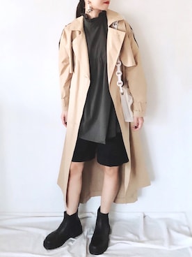 「NANO universe（ナノユニバース）のアイテム（トレンチコート）」を使った、uyuさん（レディース・161cm）の秋コーディネート