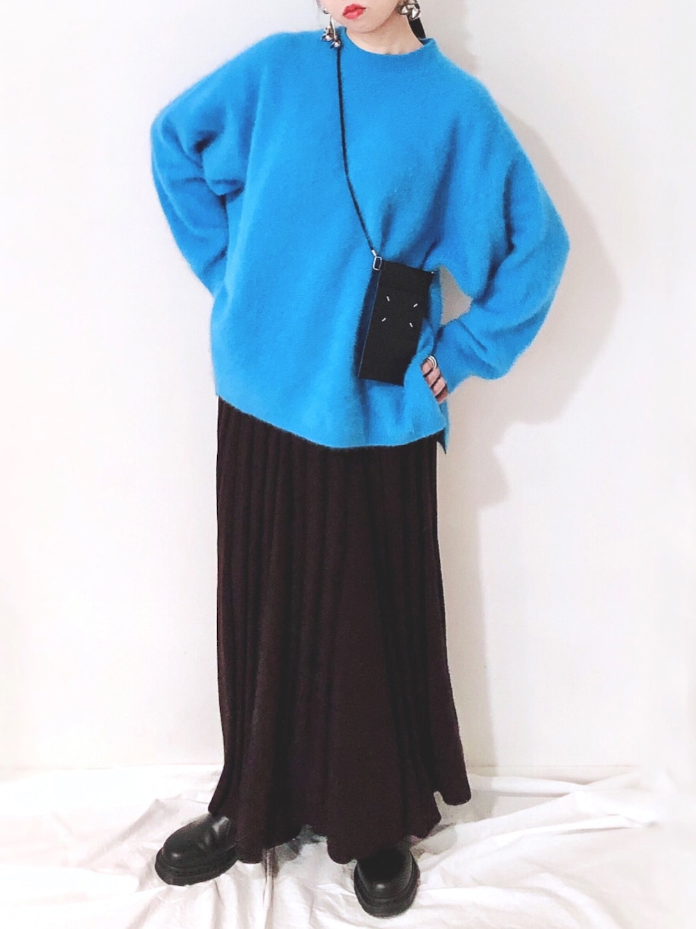 H BEAUTY＆YOUTH エイチ BIG KNIT PULLOVER ウールカシミヤ オーバーサイズクルーネックニット 1613-104-3273 Free ブルー セーター H BEAUTY&YOUTH UNITED ARROWS（エイチビューティーアンドユース