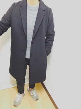 「chocol raffine robe（ショコラフィネローブ）のアイテム（チェスターコート）」を使った、りんさん（レディース・157cm）の冬コーディネート