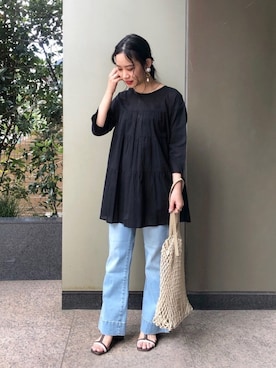 「B.C STOCK（ベーセーストック）のアイテム（バッグ）」を使った、asakoさん（レディース・153cm）の春コーディネート