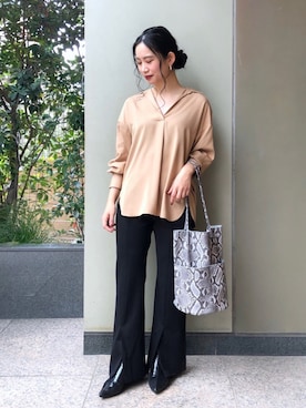 「B.C STOCK（ベーセーストック）のアイテム（パンツ）」を使った、asakoさん（レディース・153cm）の秋コーディネート