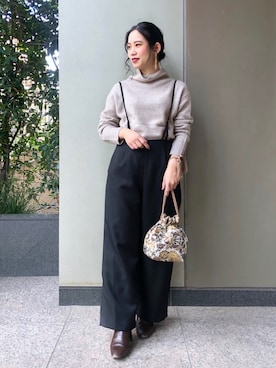 「B.C STOCK（ベーセーストック）のアイテム（バッグ）」を使った、asakoさん（レディース・153cm）の冬コーディネート