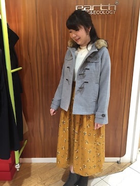 「earth music&ecology（アースミュージックアンドエコロジー）のアイテム（ダッフルコート）」を使った、YUMIKOさん（レディース・163cm）の秋コーディネート