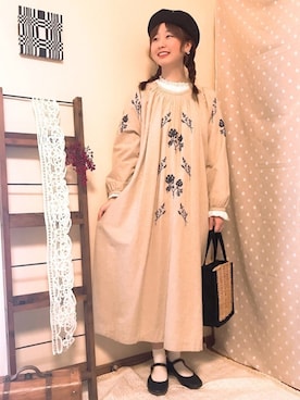 「Samansa Mos2（サマンサ モスモス）のアイテム（イヤリング）」を使った、なかお⚘さん（レディース・165cm）の春コーディネート