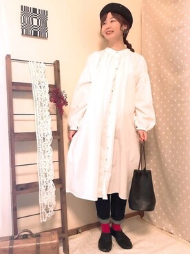 「Samansa Mos2（サマンサ モスモス）のアイテム（イヤリング）」を使った、なかお⚘さん（レディース・165cm）の春コーディネート