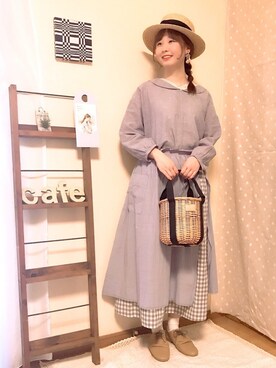 「Samansa Mos2（サマンサ モスモス）のアイテム（イヤリング）」を使った、なかお⚘さん（レディース・165cm）の春コーディネート