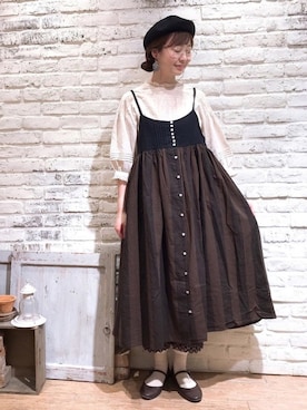 「アイテム（ハンチング/ベレー帽）」を使った、なかお⚘さん（レディース・165cm）の夏コーディネート