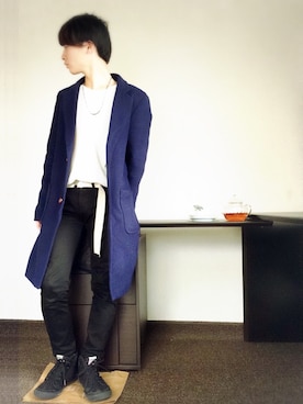 「UNIQLO（ユニクロ）のWOMEN ウルトラストレッチジーンズ（デニムパンツ）」を使った、亀山@ふじくんさん（メンズ・160cm）の冬コーディネート