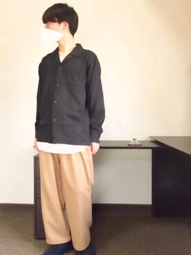 亀山@ふじくん使用「WEGO（WEGO/テンセルオープンカラーシャツ）」的時尚穿搭