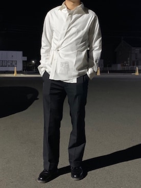 「SOSHIOTSUKIのアイテム（シャツ/ブラウス、ホワイト系）」を使った、ウーロン茶さん（メンズ・173cm）の春コーディネート