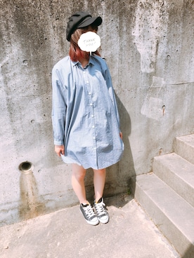 「ワイドシルエット」｜「アイテム（シャツワンピース）」を使った、eiさん（レディース・163cm）の春コーディネート