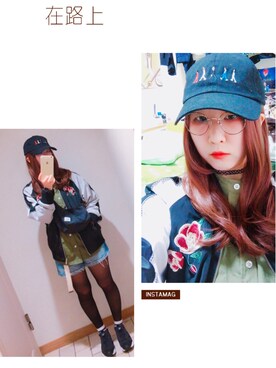 「DOUBLE NAME（ダブルネーム）のアイテム（MA-1）」を使った、Katto Harunaさん（レディース・153cm）の春コーディネート