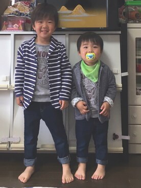 「きょうだいコーデ」｜「アイテム（ジャケット/アウター）」を使った、ゆきさん（キッズ・100cm）の春コーディネート