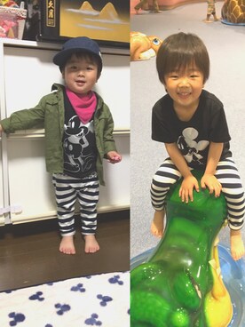「きょうだい」｜「アイテム（キャップ）」を使った、ゆきさん（キッズ・100cm）の春コーディネート
