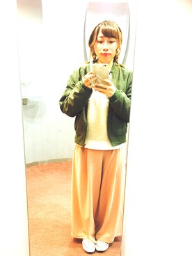 「Re:EDIT（リエディ）のアイテム（その他パンツ、ピンク系）」を使った、haachanさん（レディース・149cm）の冬コーディネート