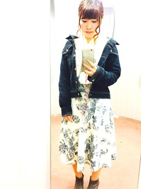 「Heather（ヘザー）のアイテム（ニット/セーター、ホワイト系）」を使った、haachanさん（レディース・149cm）の春コーディネート