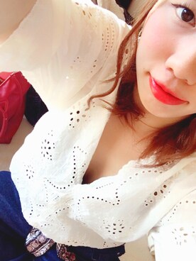 「ＡＮＤＪ（アンドジェイ）のパンチングレースドルマンブラウス（シャツ/ブラウス、ホワイト系）」を使った、haachanさん（レディース・149cm）の春コーディネート