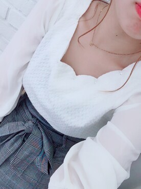 「しまむら（シマムラ）のアイテム（シャツ/ブラウス、ホワイト系）」を使った、haachanさん（レディース・149cm）の秋コーディネート