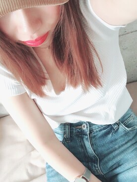「one way（ワンウェイ）のアイテム（Tシャツ/カットソー、ホワイト系）」を使った、haachanさん（レディース・149cm）の秋コーディネート
