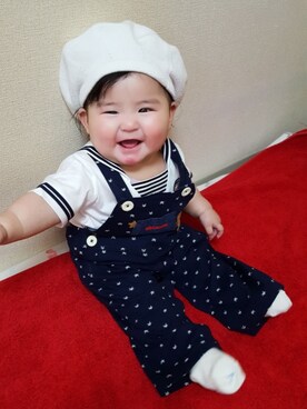 「マリン」｜「アイテム（オールインワン・サロペット）」を使った、kaoridolさん（キッズ・70cm）の春コーディネート