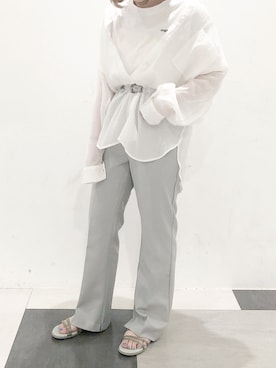 「アイテム（スラックス）」を使った、mikuさん（レディース・154cm・10代）の夏コーディネート