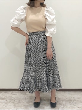 「袖ボリューム」｜「アイテム（バレエシューズ）」を使った、mikuさん（レディース・154cm）の秋コーディネート