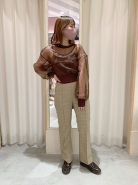 「アイテム（スラックス）」を使った、mikuさん（レディース・154cm・10代）の秋コーディネート