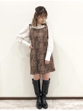 「アニマル」｜「アイテム（ワンピース/ドレス）」を使った、mikuさん（レディース・154cm）の秋コーディネート