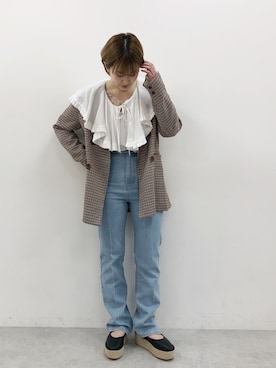 「Seemi. byNICECLAUP（ シーミーバイナイスクラップ）のアイテム（テーラードジャケット）」を使った、mikuさん（レディース・154cm）の冬コーディネート