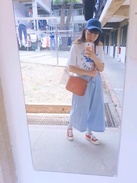 「blue」｜「アイテム（メッセンジャーバッグ）」を使った、Chiuko さん（レディース・161cm）の夏コーディネート