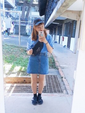 「POLO（ポロ）のアイテム（キャップ、ブラック系）」を使った、Chiuko さん（レディース・161cm）の秋コーディネート