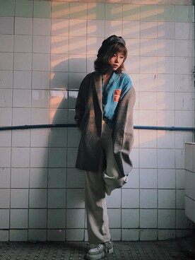 「Handmade（ハンドメイド）のアイテム（ダウンジャケット/コート）」を使った、脑袋小脸盘子さん（レディース・159cm）の夏コーディネート