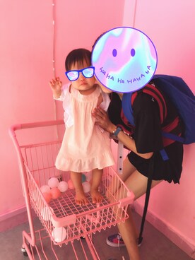 「no brand（ノーブランド）のアイテム（ジャンパースカート）」を使った、YuyuLawさん（キッズ・70cm）の秋コーディネート
