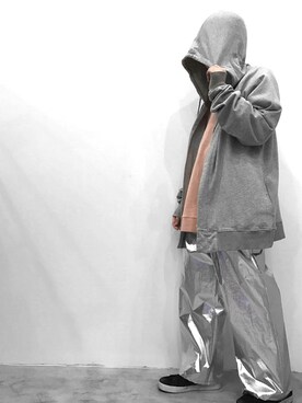 「PARADOX（パラドックス）のアイテム（スウェット）」を使った、PLANNET by H>FRACTALさん（メンズ・170cm）の春コーディネート