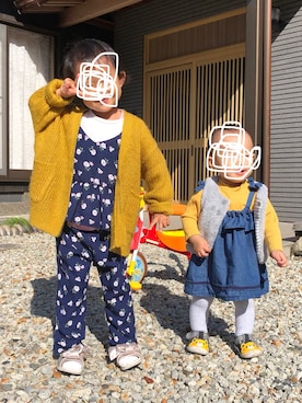 「petit main（プティマイン）のアイテム」を使った、ねぎねぎさん（キッズ・90cm）の秋コーディネート